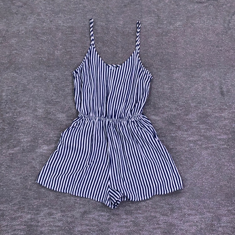 Striped Blue and White Romper